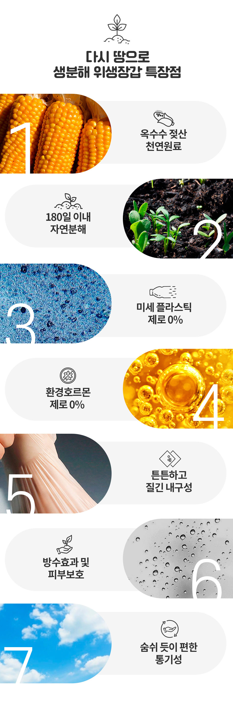 다시 땅으로 생분해 위생장갑 1각(100장)