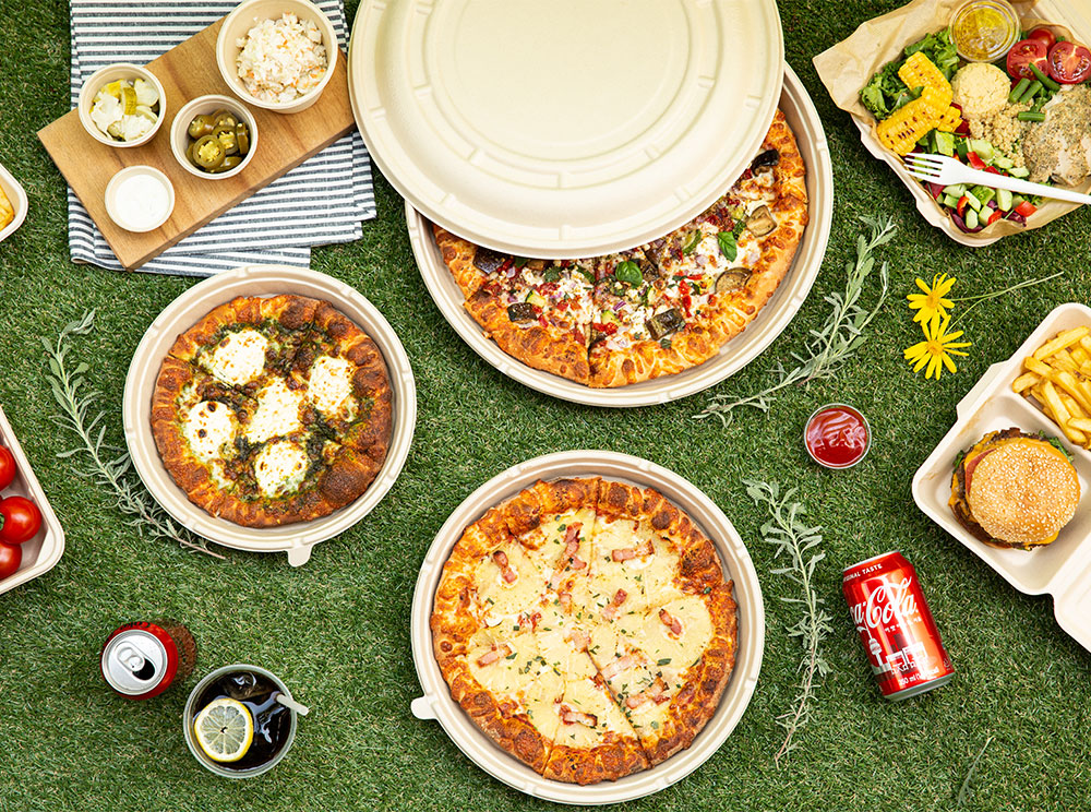 원형 밀짚 피자 용기 + 뚜껑 S 세트 200개