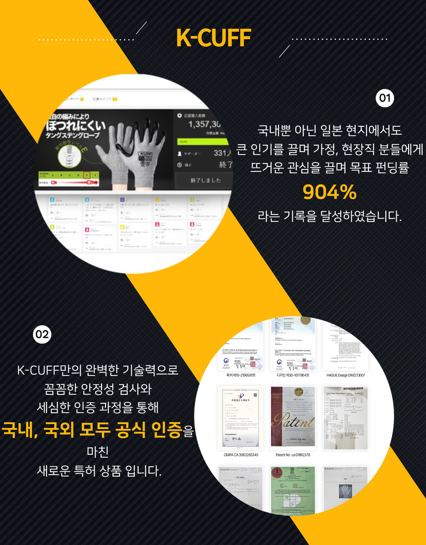 [무료배송]국내생산 K-CUFF 스마트 더블밴드 코팅장갑 M 사이즈 100세트 1BOX