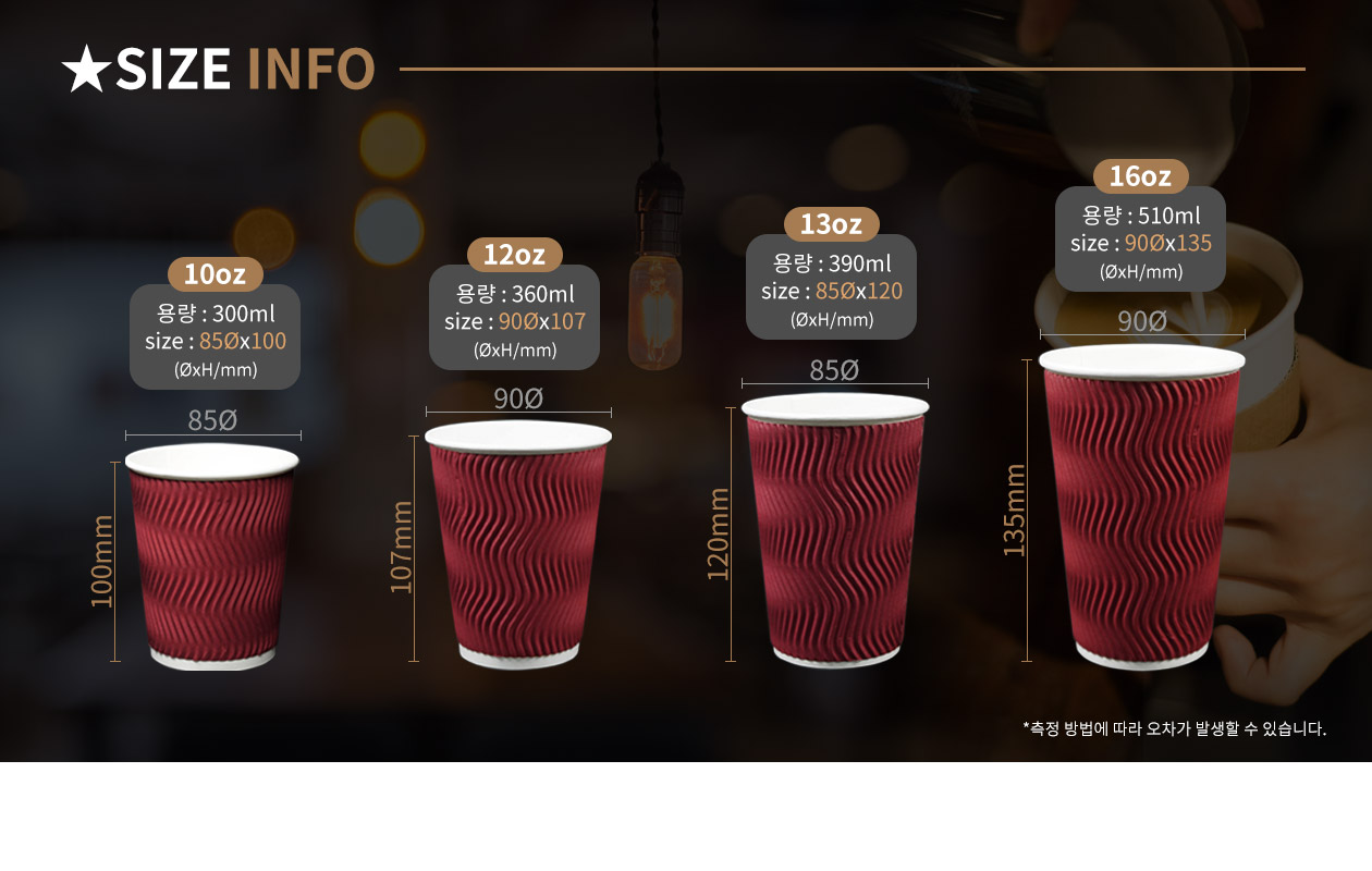 웨이브 와인 3중 단열 종이컵 10온스 500개