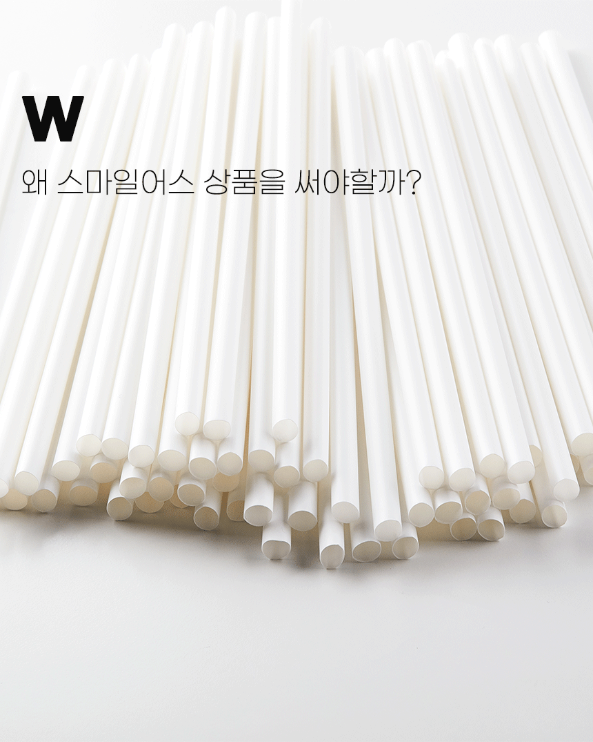 PLA 스무디 생분해 빨대 23cm 화이트 2000개 개별포장