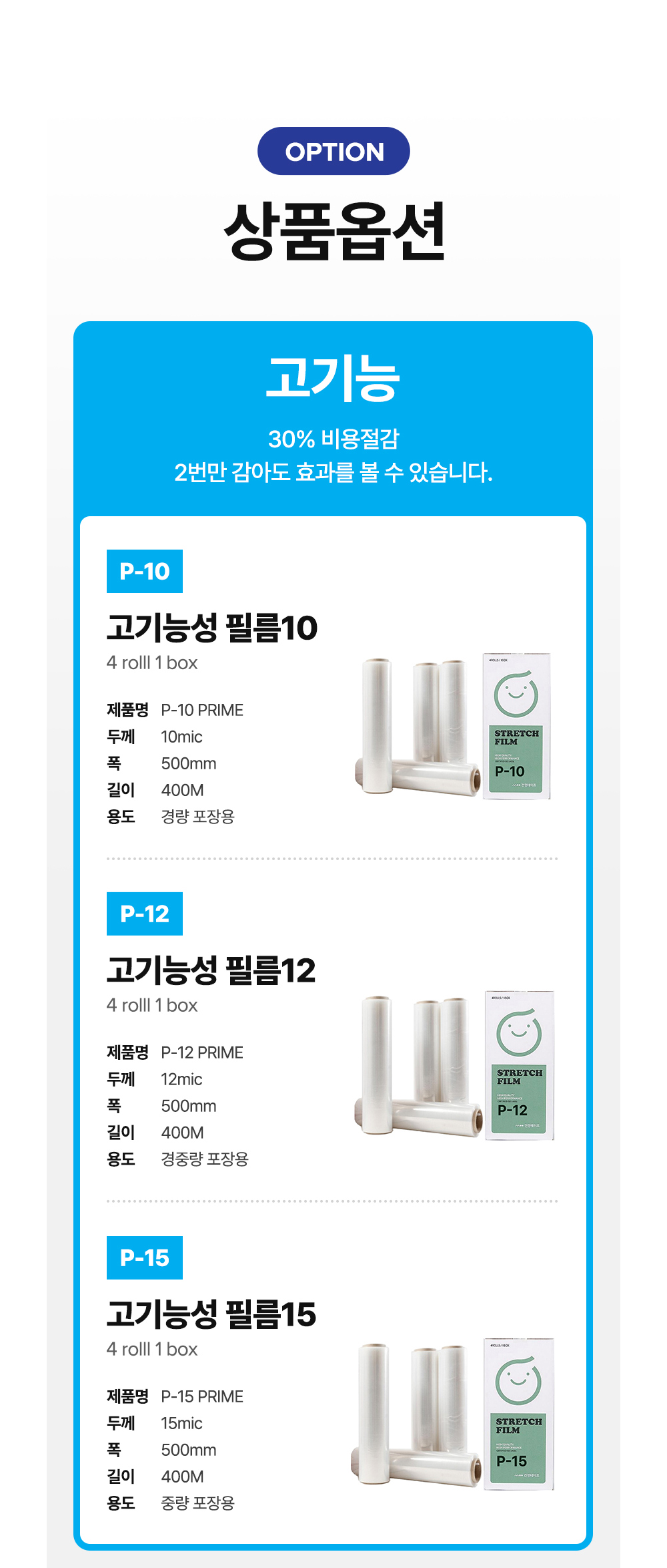 건영 12mic x 500mm x 400M 고기능성 스트레치필름 4개