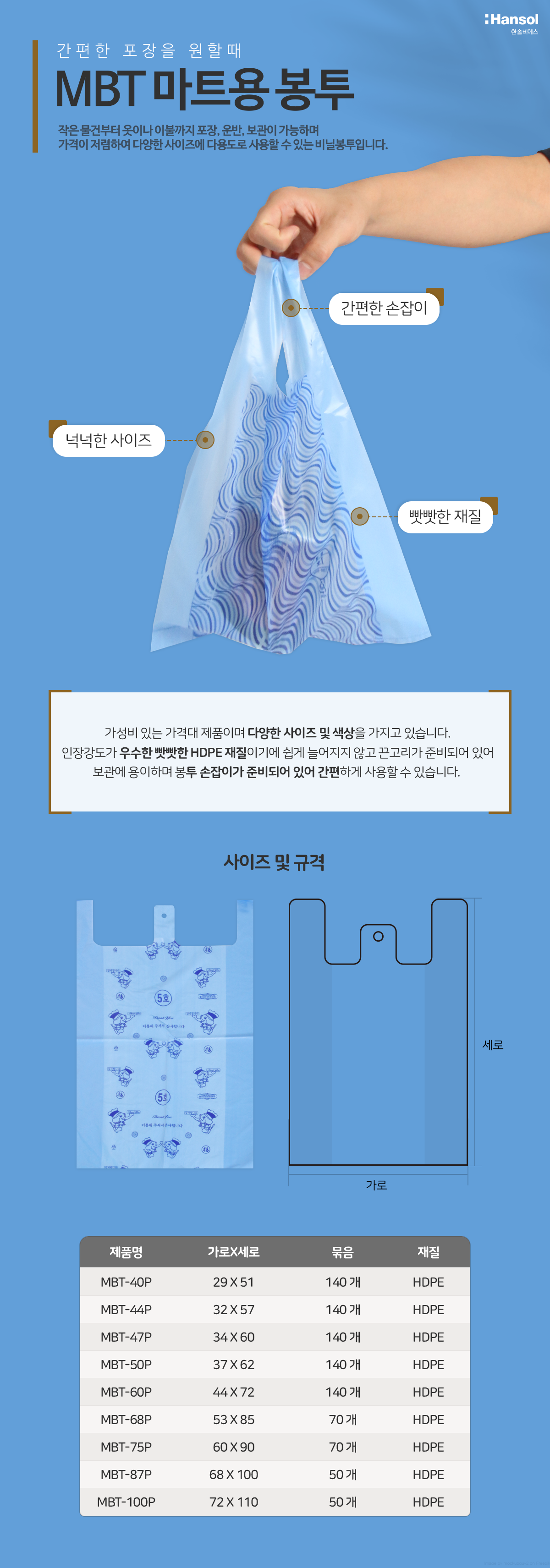 슈퍼봉투패턴72cm100X110cm 50매