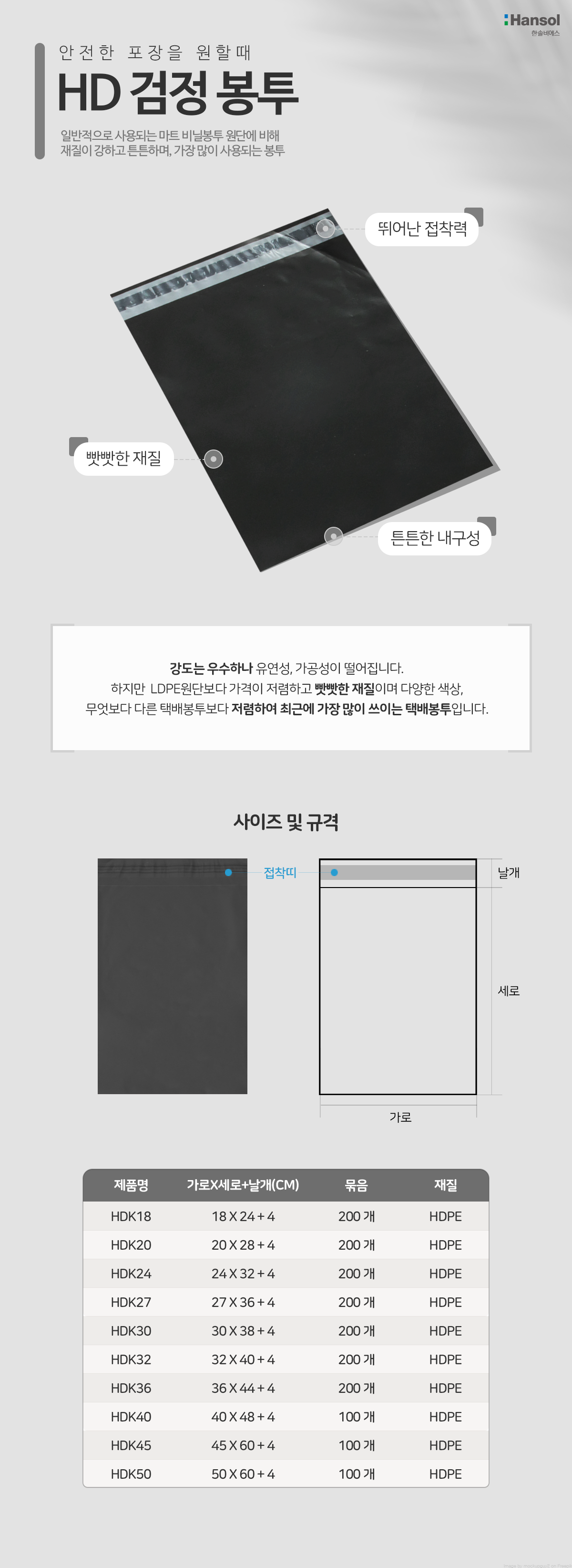 HDPE택배봉투검정30cmX38cm 200매