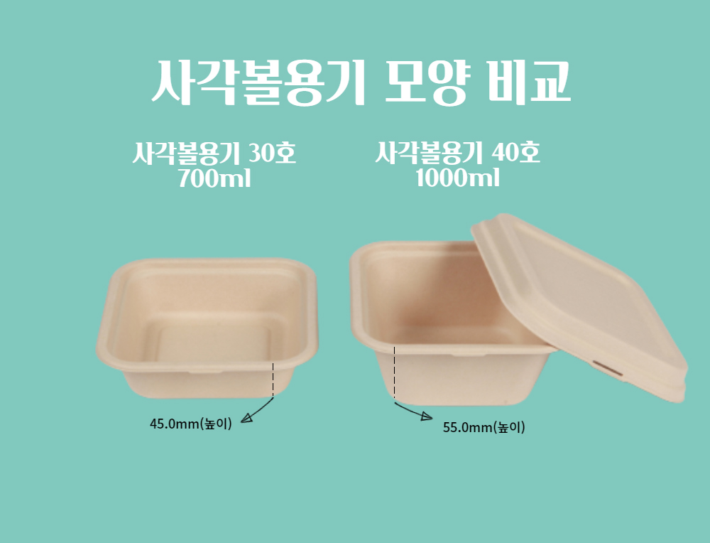대나무 도시락 펄프용기 1구 30호, 40호 뚜껑 500개